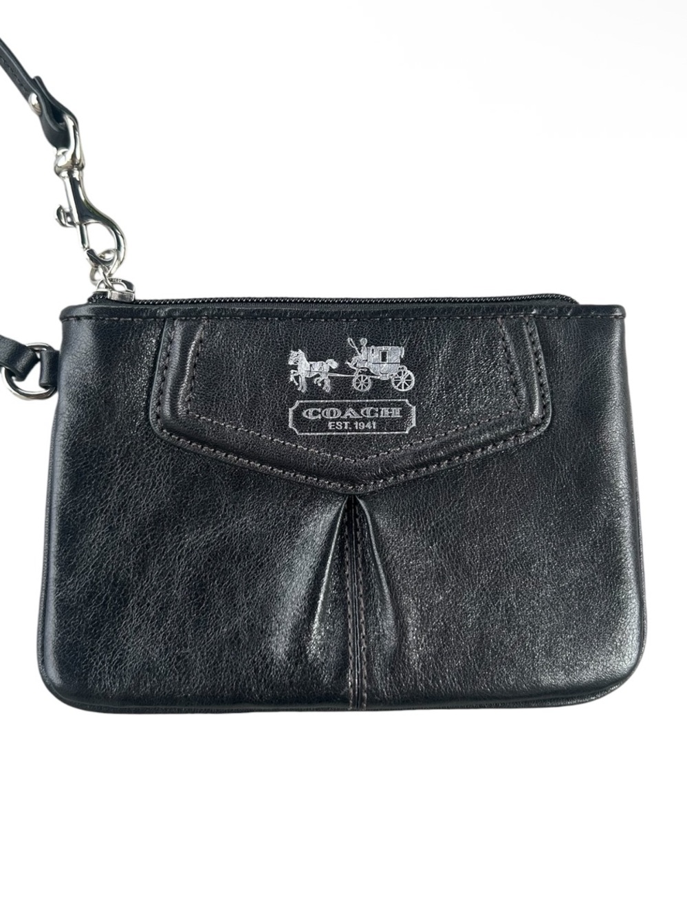 Coach Black Leather Wristlet